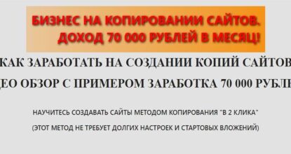 Бизнес на копирование сайтов. Доход 70000 рублей в месяц. Обзор