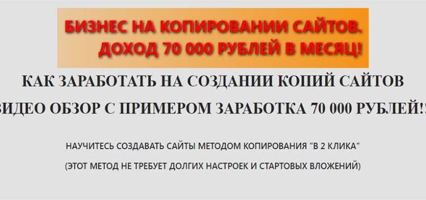 Бизнес на копирование сайтов. Доход 70000 рублей в месяц. Обзор